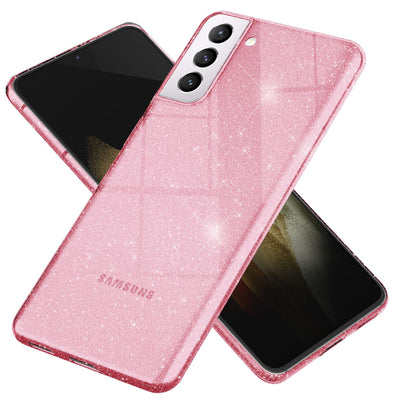 NALIA Glitzerhülle für Samsung Galaxy S21 Plus – Funkelndes Silikon Case – DAZZLIN (Transparent & Stoßfest) – Marke aus Berlin Pink NALIA Transparente Hülle