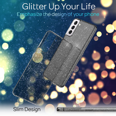 NALIA Glitzerhülle für Samsung Galaxy S21 Plus – Funkelndes Silikon Case – DAZZLIN (Transparent & Stoßfest) – Marke aus Berlin Schwarz NALIA Transparente Hülle