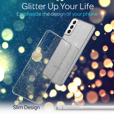 NALIA Glitzerhülle für Samsung Galaxy S21 Plus – Funkelndes Silikon Case – DAZZLIN (Transparent & Stoßfest) – Marke aus Berlin Transparent NALIA Transparente Hülle