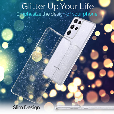NALIA Glitzerhülle für Samsung Galaxy S21 Ultra – Funkelndes Silikon Case – DAZZLIN (Transparent & Stoßfest) – Marke aus Berlin Transparent NALIA Transparente Hülle