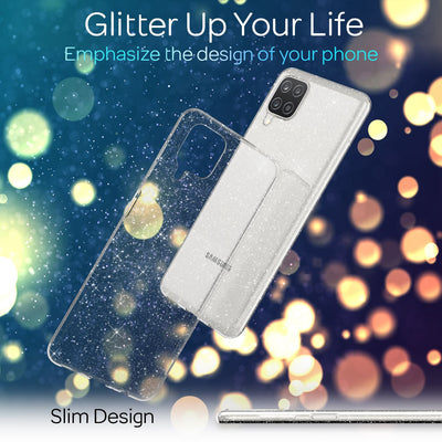 NALIA Glitzerhülle für Samsung Galaxy A12 – Funkelndes Silikon Case – DAZZLIN (Transparent & Stoßfest) – Marke aus Berlin Transparent NALIA Transparente Hülle