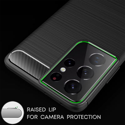 NALIA Silikonhülle für Samsung Galaxy S21 Ultra – Rutschfest & Matt – VORTEX (Gebürstete Optik & Carbon Design) – Marke aus Berlin Default Title NALIA Protective Hülle