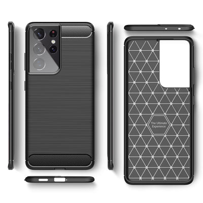 NALIA Silikonhülle für Samsung Galaxy S21 Ultra – Rutschfest & Matt – VORTEX (Gebürstete Optik & Carbon Design) – Marke aus Berlin Default Title NALIA Protective Hülle