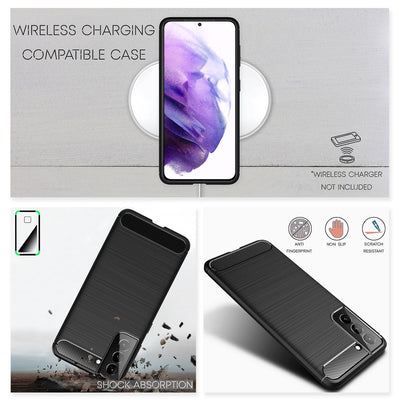 NALIA Silikonhülle für Samsung Galaxy S21 Plus – Rutschfest & Matt – VORTEX (Gebürstete Optik & Carbon Design) – Marke aus Berlin Default Title NALIA Protective Hülle