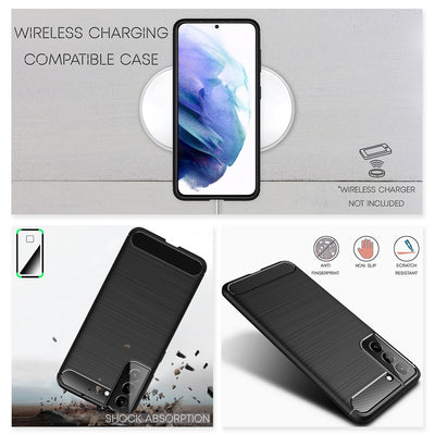 NALIA Silikonhülle für Samsung Galaxy S21 – Rutschfest & Matt – VORTEX (Gebürstete Optik & Carbon Design) – Marke aus Berlin Default Title NALIA Protective Hülle