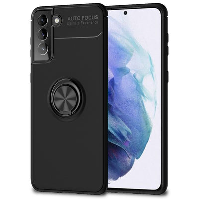 NALIA Ringhülle für Samsung Galaxy S21 – Ring-Ständer 360° & für Magnet-Halter – GRIP360 (Mattiertes Silikon Case) – Marke aus Berlin Schwarz NALIA Protective Hülle
