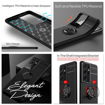 NALIA Ring Handy Hülle für Samsung Galaxy S21 Ultra, Schutz Case Tasche Bumper Schwarz NALIA Protective Hülle
