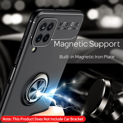 NALIA Ring Handyhülle kompatibel mit Samsung Galaxy A12 Hülle, Silikon Cover mit 360-Grad Finger-Halter für magnetische KFZ-Halterung, Schutzhülle Phone Case Handy-Tasche Etui Bumper Rose Gold NALIA Protective Hülle