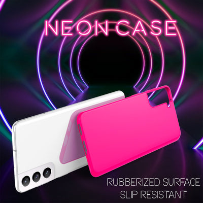 NALIA Neon Silikonhülle für Samsung Galaxy S21 – Soft-Touch & Signal-Neon – NEONSHOCK (Matte Schutzhülle) – Marke aus Berlin Pink NALIA Neon Hülle