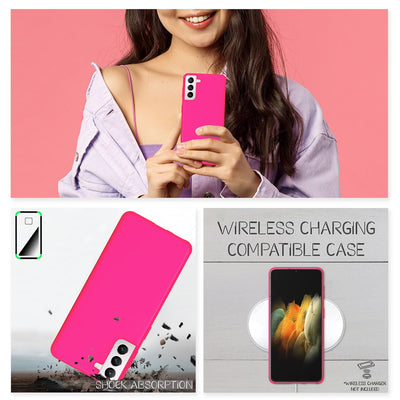 NALIA Neon Silikonhülle für Samsung Galaxy S21 Plus – Soft-Touch & Signal-Neon – NEONSHOCK (Matte Schutzhülle) – Marke aus Berlin Pink NALIA Protective Hülle
