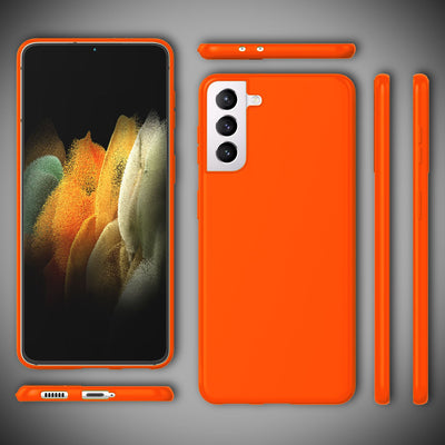 NALIA Neon Silikonhülle für Samsung Galaxy S21 Plus – Soft-Touch & Signal-Neon – NEONSHOCK (Matte Schutzhülle) – Marke aus Berlin Orange NALIA Protective Hülle