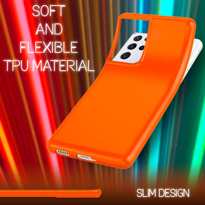 NALIA Neon Silikonhülle für Samsung Galaxy S21 Ultra – Soft-Touch & Signal-Neon – NEONSHOCK (Matte Schutzhülle) – Marke aus Berlin Orange NALIA Neon Hülle