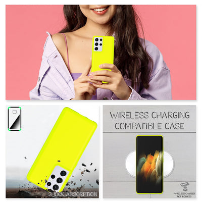 NALIA Neon Silikonhülle für Samsung Galaxy S21 Ultra – Soft-Touch & Signal-Neon – NEONSHOCK (Matte Schutzhülle) – Marke aus Berlin Gelb NALIA Neon Hülle