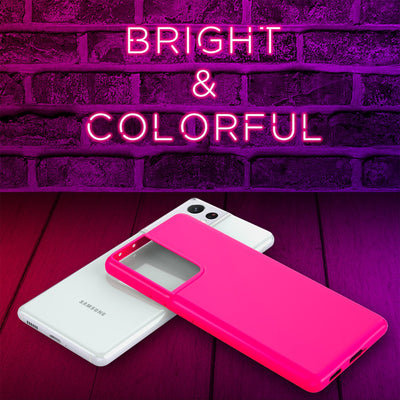 NALIA Neon Silikonhülle für Samsung Galaxy S21 Ultra – Soft-Touch & Signal-Neon – NEONSHOCK (Matte Schutzhülle) – Marke aus Berlin Pink NALIA Neon Hülle