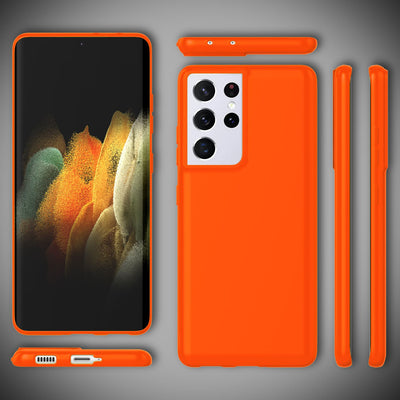 NALIA Neon Silikonhülle für Samsung Galaxy S21 Ultra – Soft-Touch & Signal-Neon – NEONSHOCK (Matte Schutzhülle) – Marke aus Berlin Orange NALIA Neon Hülle