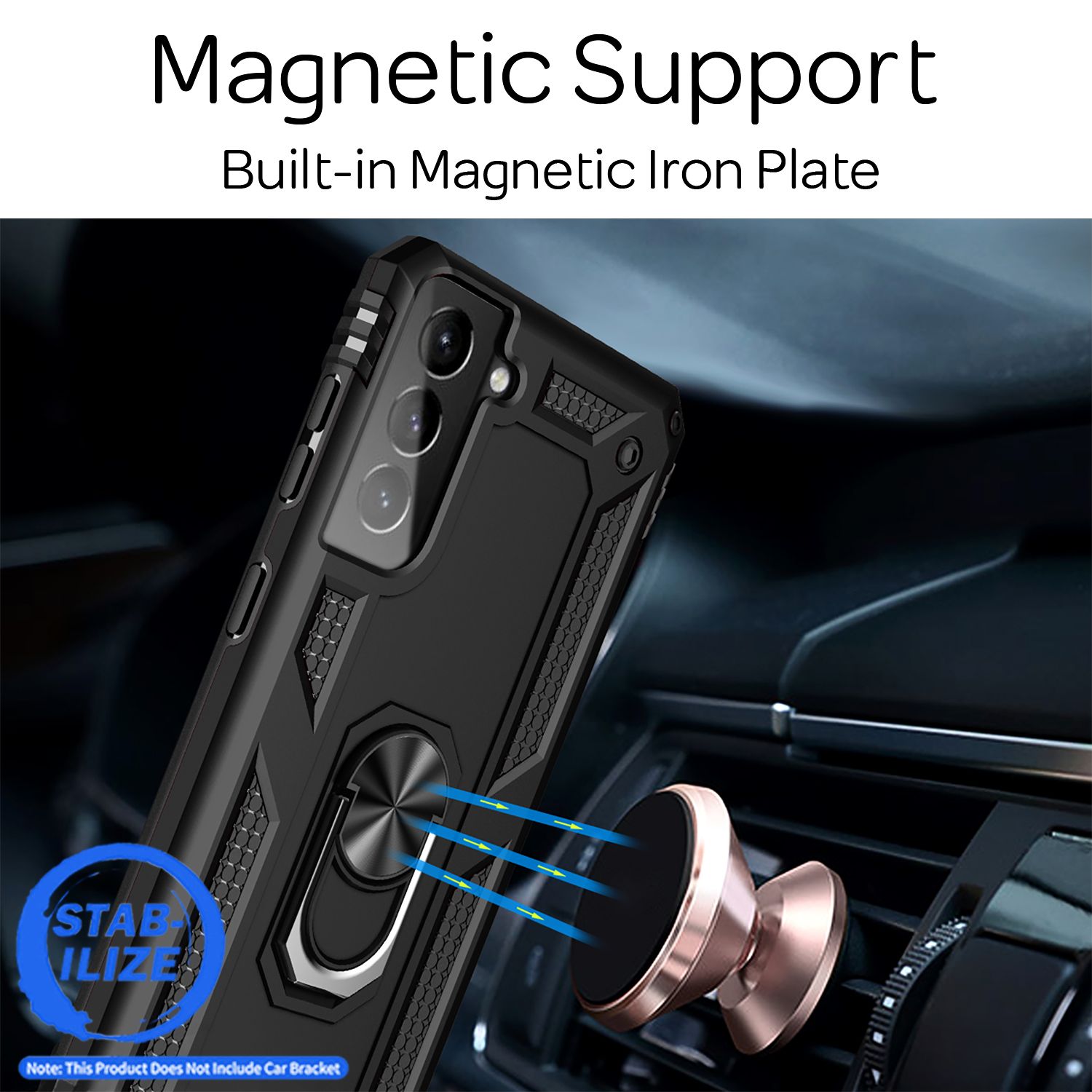 NALIA Ring Handy Hülle für Samsung Galaxy S21 Plus, Schutz Tasche Cover Case Schwarz NALIA Protective Hülle