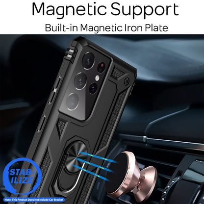 NALIA Ring Handy Hülle für Samsung Galaxy S21 Ultra, Schutz Tasche Cover Case Schwarz NALIA Outdoor Hülle
