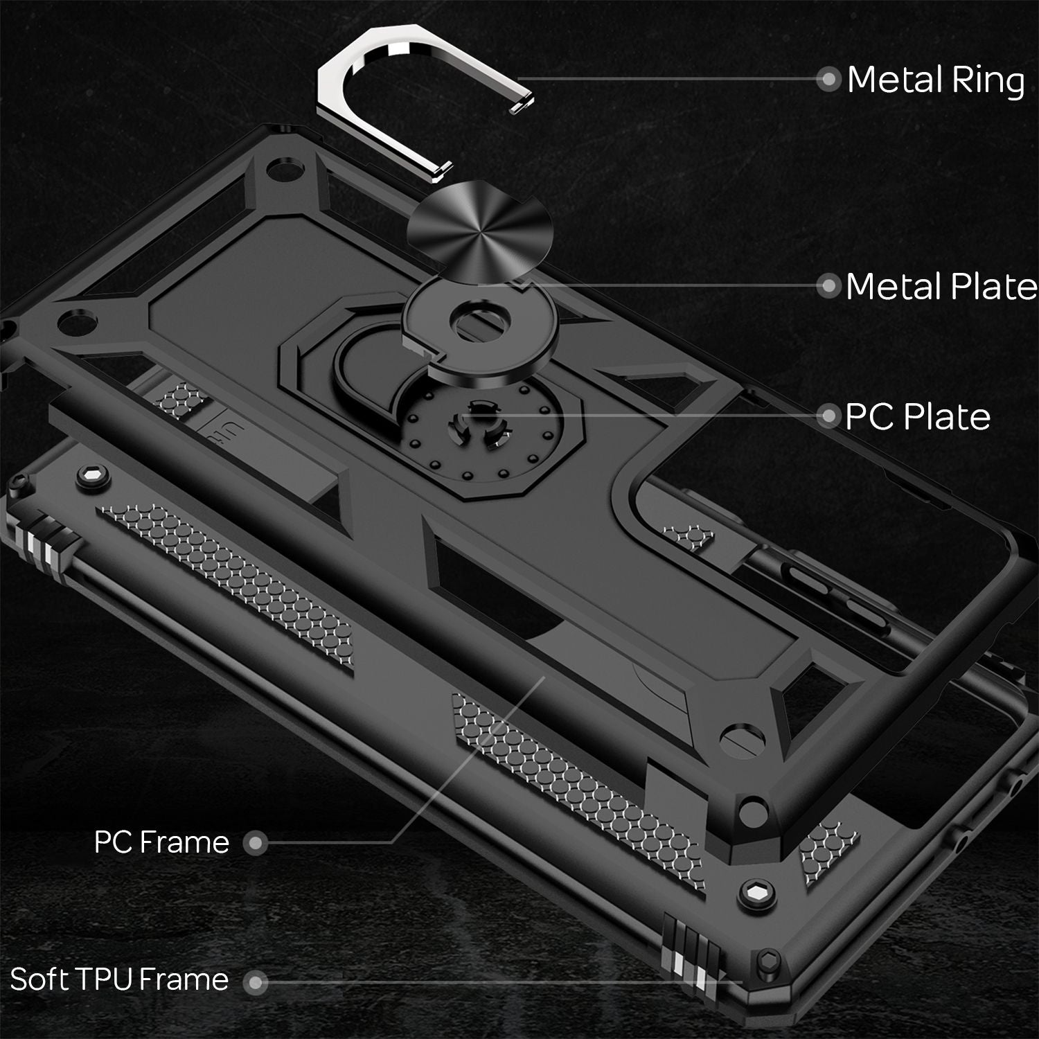 NALIA Ring Handy Hülle für Samsung Galaxy S21 Ultra, Schutz Tasche Cover Case Schwarz NALIA Outdoor Hülle