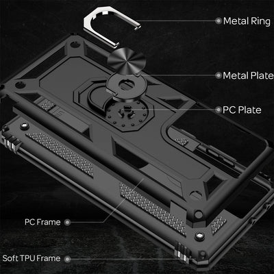 NALIA Panzerhülle für Samsung Galaxy S21 Ultra – Ring-Ständer 360° & Magnet-Halterung Kompatibel – RINGDEFEND (Stoßfestes Outdoor Case) – Marke aus Berlin NALIA Outdoor Hülle