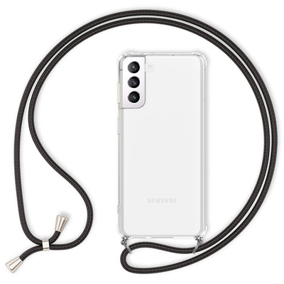 NALIA Handykette für Samsung Galaxy S21 – Transparentes Hybrid-Case & Band – HANGIT (Anti-Gelb Rückseite & Verstellbar) – Marke aus Berlin
