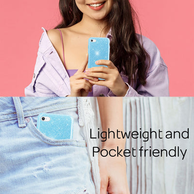 NALIA Glitzerhülle für iPhone 7 / 8 / SE (2020 / 2022) – Funkelnder Glitzer-Look & Grip – SHINEPOP (Silikon Case) – Marke aus Berlin Silber NALIA Protective Hülle
