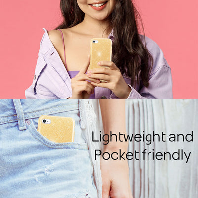 NALIA Glitzerhülle für iPhone 7 / 8 / SE (2020 / 2022) – Funkelnder Glitzer-Look & Grip – SHINEPOP (Silikon Case) – Marke aus Berlin Gold NALIA Protective Hülle