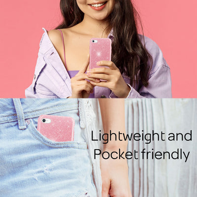 NALIA Glitzerhülle für iPhone 7 / 8 / SE (2020 / 2022) – Funkelnder Glitzer-Look & Grip – SHINEPOP (Silikon Case) – Marke aus Berlin Pink NALIA Protective Hülle