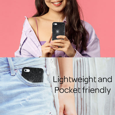 NALIA Glitzerhülle für iPhone 7 / 8 / SE (2020 / 2022) – Funkelnder Glitzer-Look & Grip – SHINEPOP (Silikon Case) – Marke aus Berlin Schwarz NALIA Protective Hülle