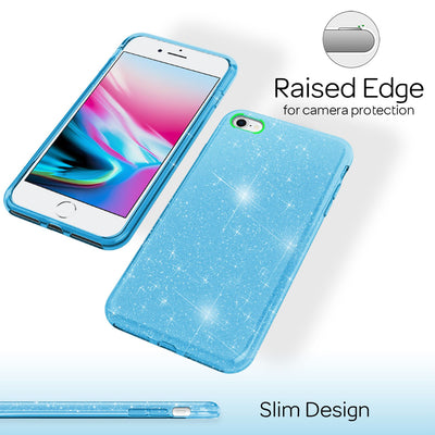 NALIA Glitzerhülle für iPhone 7 / 8 / SE (2020 / 2022) – Funkelnder Glitzer-Look & Grip – SHINEPOP (Silikon Case) – Marke aus Berlin Silber NALIA Protective Hülle