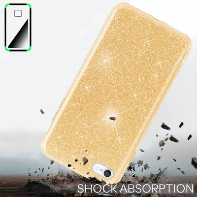 NALIA Glitzerhülle für iPhone 7 / 8 / SE (2020 / 2022) – Funkelnder Glitzer-Look & Grip – SHINEPOP (Silikon Case) – Marke aus Berlin Gold NALIA Protective Hülle