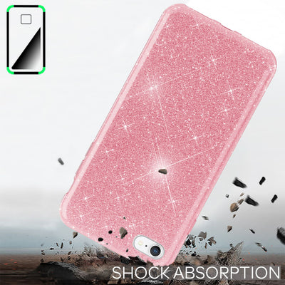 NALIA Glitzerhülle für iPhone 7 / 8 / SE (2020 / 2022) – Funkelnder Glitzer-Look & Grip – SHINEPOP (Silikon Case) – Marke aus Berlin Pink NALIA Protective Hülle