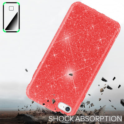 NALIA Glitzerhülle für iPhone 7 / 8 / SE (2020 / 2022) – Funkelnder Glitzer-Look & Grip – SHINEPOP (Silikon Case) – Marke aus Berlin Rot NALIA Protective Hülle