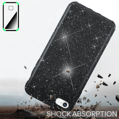 NALIA Glitzerhülle für iPhone 7 / 8 / SE (2020 / 2022) – Funkelnder Glitzer-Look & Grip – SHINEPOP (Silikon Case) – Marke aus Berlin Schwarz NALIA Protective Hülle