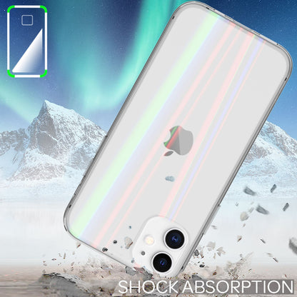 NALIA iPhone 12 mini - Klare Hart Glas Handy Hülle Regenbogen Case Bunt Glänzend Transparent NALIA Protective Hülle