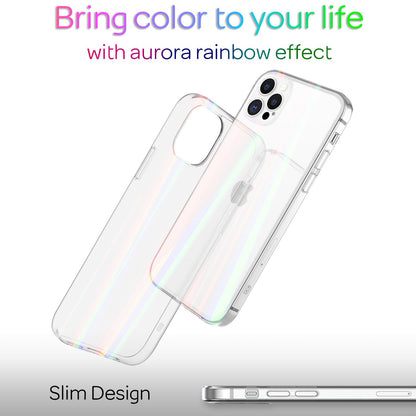 NALIA iPhone 12 Pro Max - Klare Hart Glas Handy Hülle Regenbogen Cover Kratzfest Transparent NALIA Protective Hülle