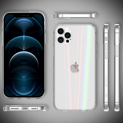 NALIA Transparente Glashülle für iPhone 12 Pro Max – Holografischer Prisma-Effekt (Regenbogen Schimmer) – 9H Hartglas & Anti-Gelb – AURORA – Marke aus Berlin Transparent NALIA Protective Hülle