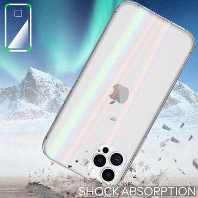 NALIA Transparente Glashülle für iPhone 12 Pro Max – Holografischer Prisma-Effekt (Regenbogen Schimmer) – 9H Hartglas & Anti-Gelb – AURORA – Marke aus Berlin Transparent NALIA Protective Hülle