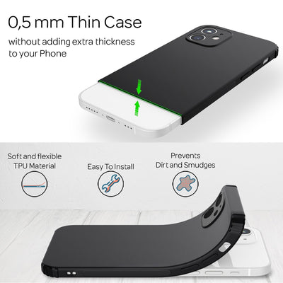 NALIA Extra Dünne Handyhülle kompatibel mit iPhone 12 Mini Hülle, Schutzhülle Matt Ultra-Slim Bumper Cover, Rutschfest & Stoßfest Phone Case Handy-Tasche Backcover TPU Silikonhülle Soft Skin - Schwarz Default Title NALIA Protective Hülle