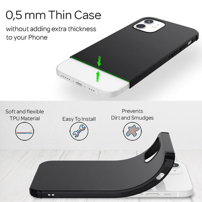 NALIA Extra Dünne Handyhülle kompatibel mit iPhone 12 / iPhone 12 Pro Hülle, Schutzhülle Matt Ultra-Slim Bumper Cover, Rutschfest & Stoßfest Phone Case Handy-Tasche Backcover Silikonhülle - Schwarz Default Title NALIA Protective Hülle