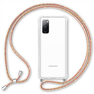 NALIA Handykette für Samsung Galaxy S20 FE – Transparentes Hybrid-Case & Band – HANGIT (Anti-Gelb Rückseite & Verstellbar) – Marke aus Berlin Regenbogen NALIA Transparente Hülle