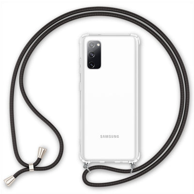 NALIA Handykette für Samsung Galaxy S20 FE – Transparentes Hybrid-Case & Band – HANGIT (Anti-Gelb Rückseite & Verstellbar) – Marke aus Berlin Schwarz NALIA Transparente Hülle