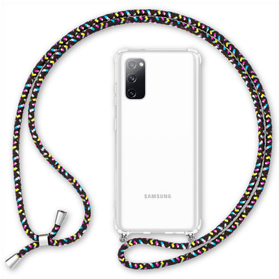 NALIA Handykette für Samsung Galaxy S20 FE – Transparentes Hybrid-Case & Band – HANGIT (Anti-Gelb Rückseite & Verstellbar) – Marke aus Berlin Schwarz Bunt NALIA Transparente Hülle