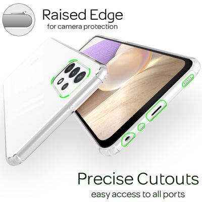 NALIA Transparente Hülle für Samsung Galaxy A32 5G – Harte Rückseite & Silikon Rand – IGNITE (Stoßfeste Handyhülle & Verstärkte Ecken) – Marke aus Berlin Default Title NALIA Transparente Hülle