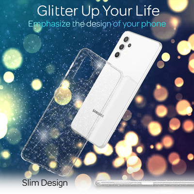 NALIA Glitzerhülle für Samsung Galaxy A32 5G – Funkelndes Silikon Case – DAZZLIN (Transparent & Stoßfest) – Marke aus Berlin Transparent NALIA Transparente Hülle