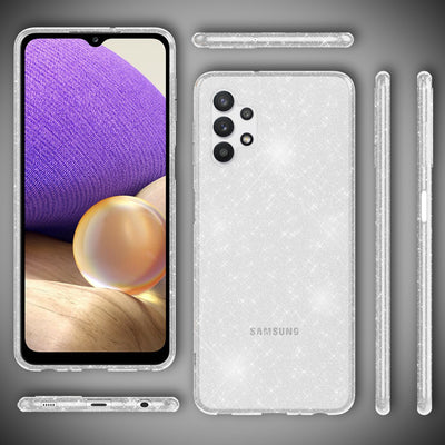 NALIA Glitzerhülle für Samsung Galaxy A32 5G – Funkelndes Silikon Case – DAZZLIN (Transparent & Stoßfest) – Marke aus Berlin Transparent NALIA Transparente Hülle