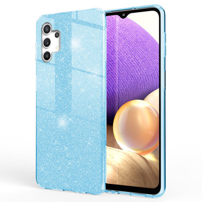 NALIA Glitzer Handy Hülle für Samsung Galaxy A32 5G, Silikon Cover Case Glänzend Blau NALIA Protective Hülle