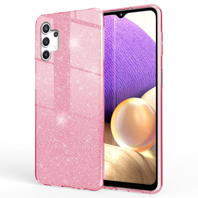 NALIA Glitzerhülle für Samsung Galaxy A32 5G – Funkelnder Glitzer-Look & Grip – SHINEPOP (Silikon Case) – Marke aus Berlin Pink NALIA Protective Hülle