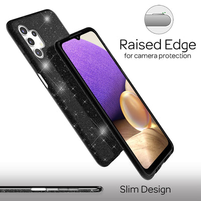 NALIA Glitzerhülle für Samsung Galaxy A32 5G – Funkelnder Glitzer-Look & Grip – SHINEPOP (Silikon Case) – Marke aus Berlin Schwarz NALIA Protective Hülle