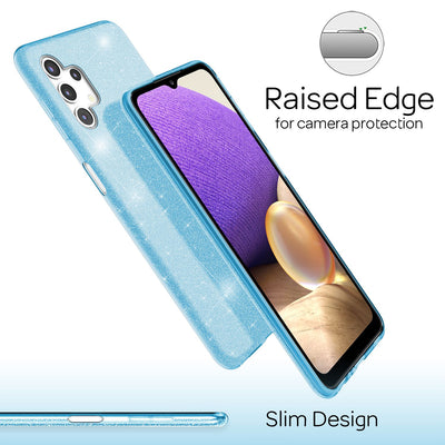 NALIA Glitzerhülle für Samsung Galaxy A32 5G – Funkelnder Glitzer-Look & Grip – SHINEPOP (Silikon Case) – Marke aus Berlin Blau NALIA Protective Hülle