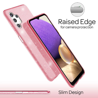 NALIA Glitzerhülle für Samsung Galaxy A32 5G – Funkelnder Glitzer-Look & Grip – SHINEPOP (Silikon Case) – Marke aus Berlin Pink NALIA Protective Hülle